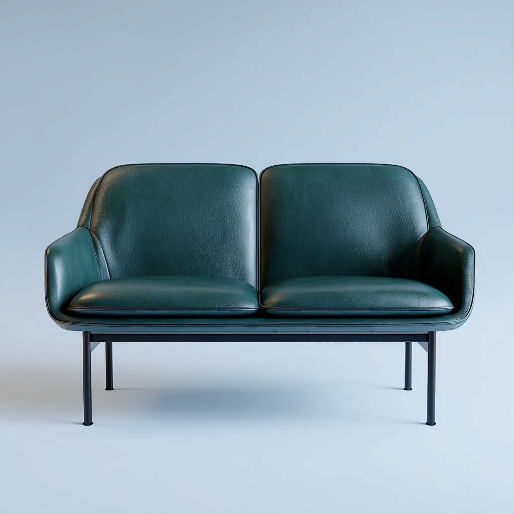 Divano a due posti in vera pelle 160x80x78 cm - verde scuro - design moderno per soggiorno