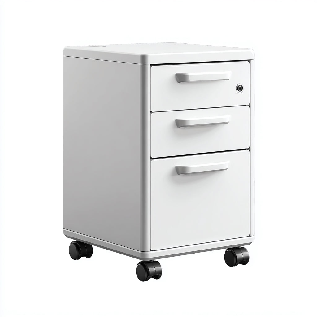 Armadio per ufficio con cassetti in metallo su ruote 40x45x60 cm - bianco - adatto per ufficio con stile moderno