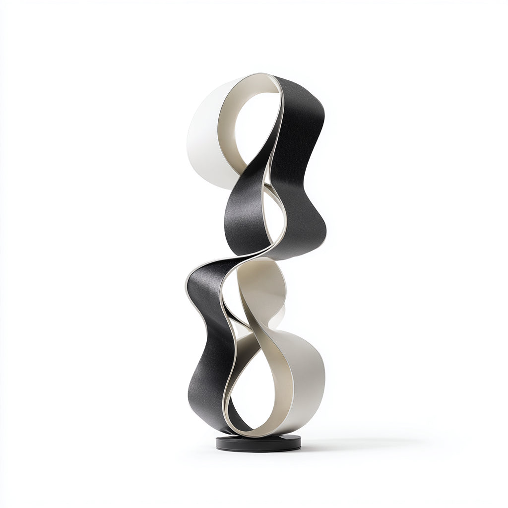 Lampada da terra in metallo 40x40x160 cm - nero - bianco - design moderno scultoreo per soggiorno