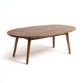 Tavolino da caffè ovale in legno di noce 120x60x40 cm - noce naturale - design moderno per soggiorno