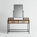 Toeletta con specchio metallo e MDF 110x40x135 cm - nero-legno naturale - adatta alla camera da letto - design industriale