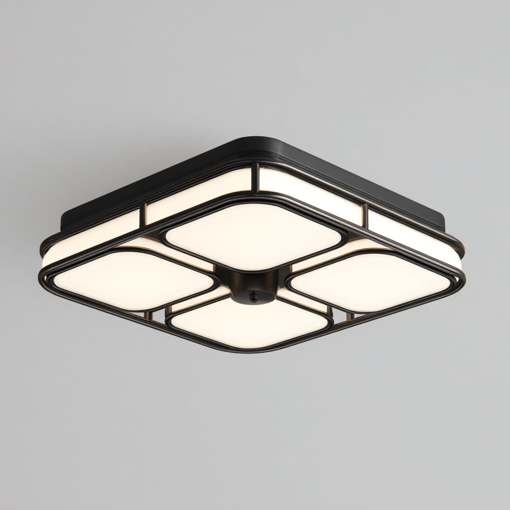 Lampada da soffitto quadrata in metallo 45x45x10 cm - nero - design moderno per soggiorno e camera