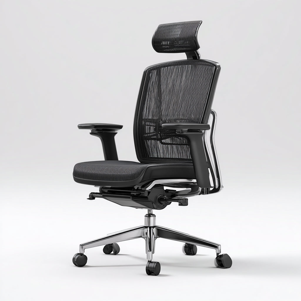 Sedia da ufficio con schienale in rete 68x65x115 cm - nero - design ergonomico per ufficio