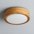 Lampada da soffitto rotonda in legno e diffusore opale 35x35x9 cm - legno naturale - design moderno per soggiorno e camera