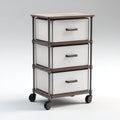 Armadio per ufficio con cassetti in tessuto e struttura in metallo 40x30x65 cm - bianco - adatto per ufficio con ruote e design moderno