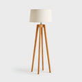 Lampada da terra in legno e tessuto 40x40x150 cm - naturale - crema - design moderno per soggiorno