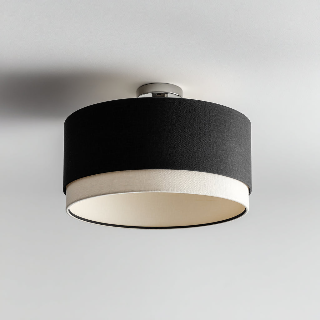 Lampada da soffitto in tessuto e metallo 45x45x22 cm - nero - bianco - design moderno per soggiorno e camera