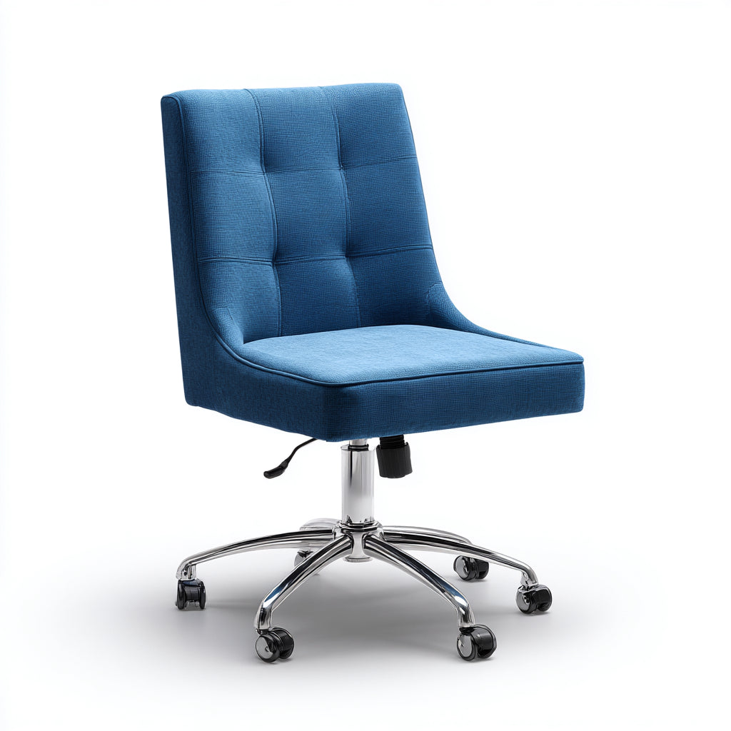 Sedia da ufficio imbottita in tessuto 60x60x85 cm - blu - design moderno per ufficio