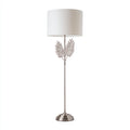 Lampada da terra in metallo e tessuto 38x38x160 cm - argento - bianco - design elegante decorativo per soggiorno