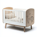 Lettino per bambini in legno 120x60x80 cm - legno chiaro e bianco - per cameretta - design nordico