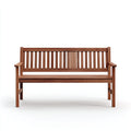 Panca da giardino in legno con schienale a doghe e braccioli 150x50x90 cm - marrone - stile classico per esterni