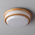 Lampada da soffitto rotonda in legno e diffusore opale 40x40x12 cm - legno naturale - design moderno per soggiorno e camera
