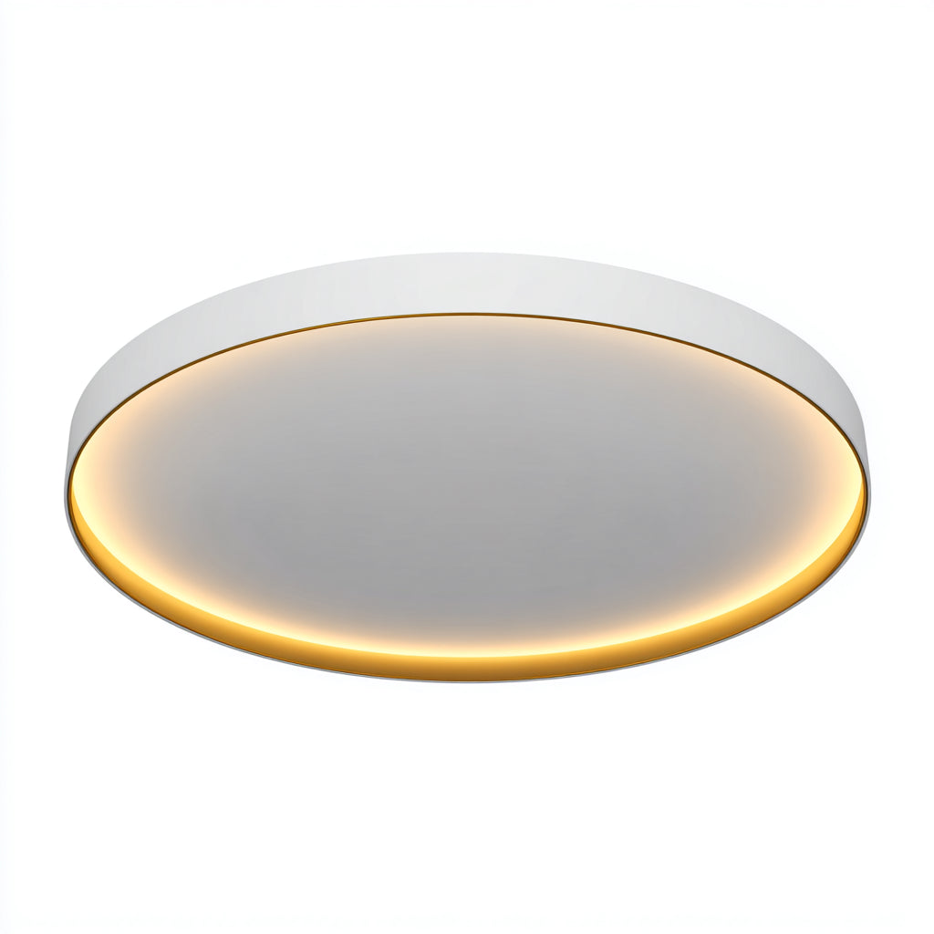 Lampada da soffitto rotonda in metallo e diffusore opale 40x40x8 cm - bianco-oro - design moderno per soggiorno e camera