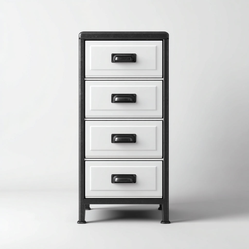 Armadio per ufficio con cassetti in metallo 40x35x80 cm - bianco - adatto per ufficio con stile industriale