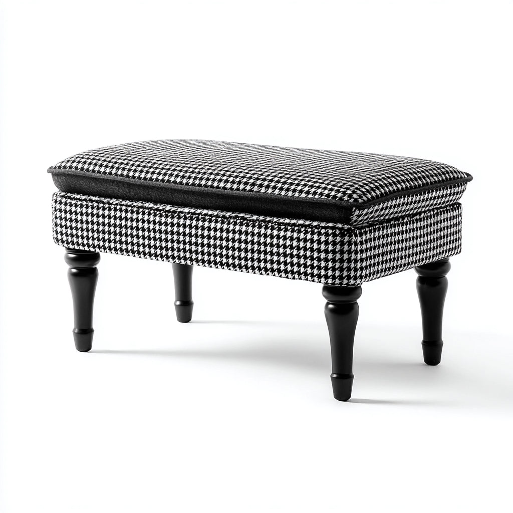 Panca per letto imbottita tessuto 120x40x45 cm - nero bianco - design classico per camera da letto