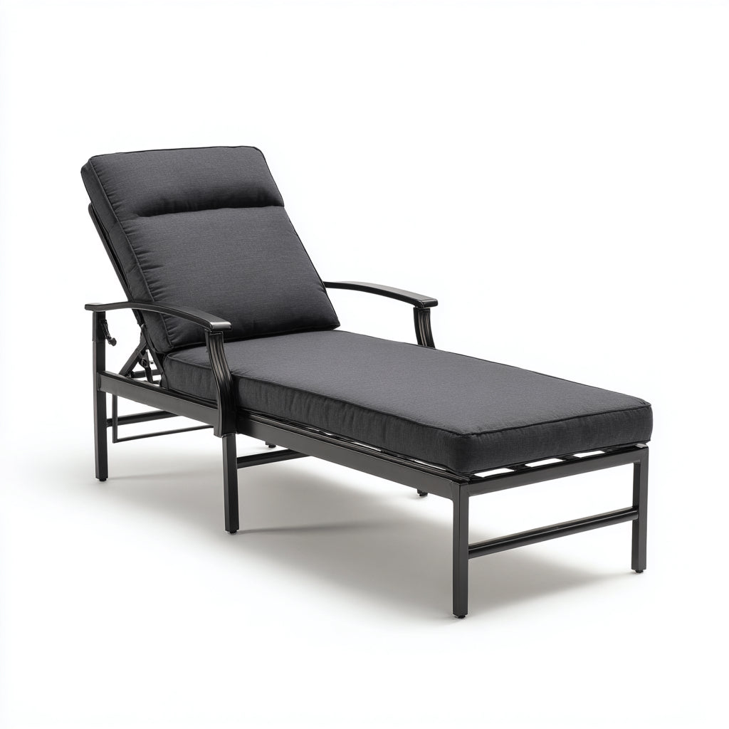 Lettino da sole struttura in metallo tessuto 195x65x85 cm - grigio - design moderno per esterni adatto per uso outdoor