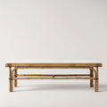 Panca da giardino in bambu con seduta imbottita 150x45x45 cm - naturale - stile naturale per esterni
