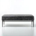 Panca per letto imbottita ecopelle 120x40x45 cm - grigio scuro - design moderno per camera da letto
