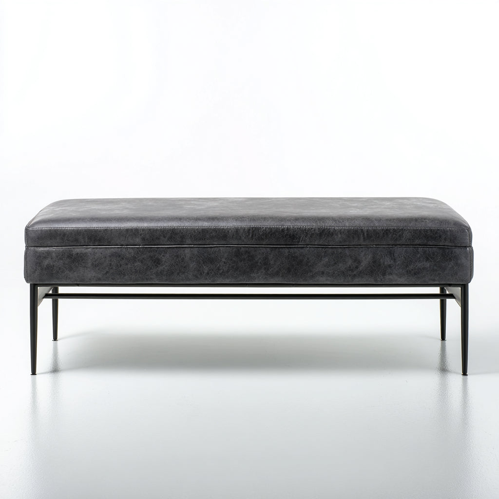 Panca per letto imbottita ecopelle 120x40x45 cm - grigio scuro - design moderno per camera da letto