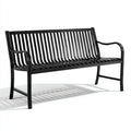 Panca da giardino in metallo con schienale a doghe e braccioli 150x45x85 cm - nero - stile moderno per esterni