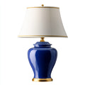 Lampada da tavolo in ceramica e tessuto 30x30x55 cm - blu e bianco - per illuminazione ambientale con stile classico elegante
