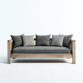 Divano da esterno legno tessuto 170x85x80 cm - naturale - grigio scuro - design moderno per giardino
