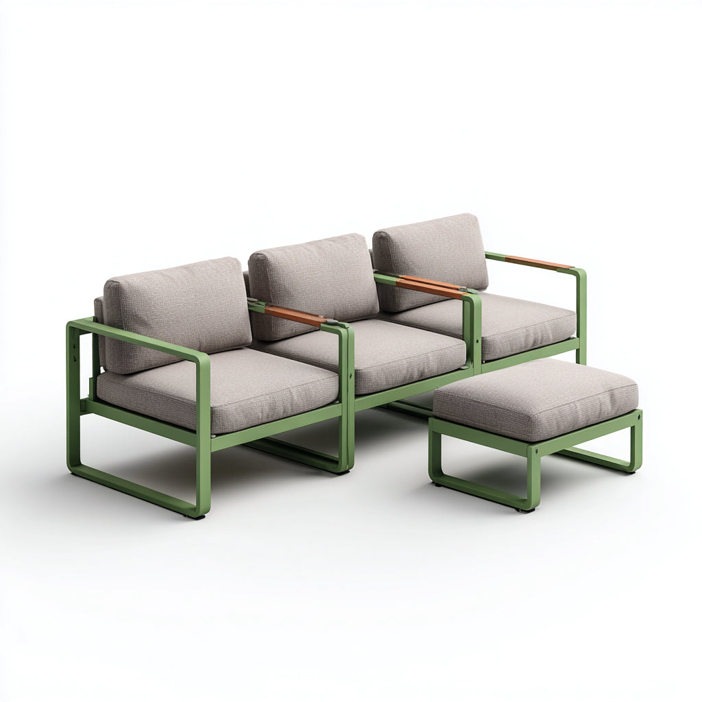 Divano da esterno metallo tessuto 195x80x78 cm - verde - grigio - design moderno modulare per giardino