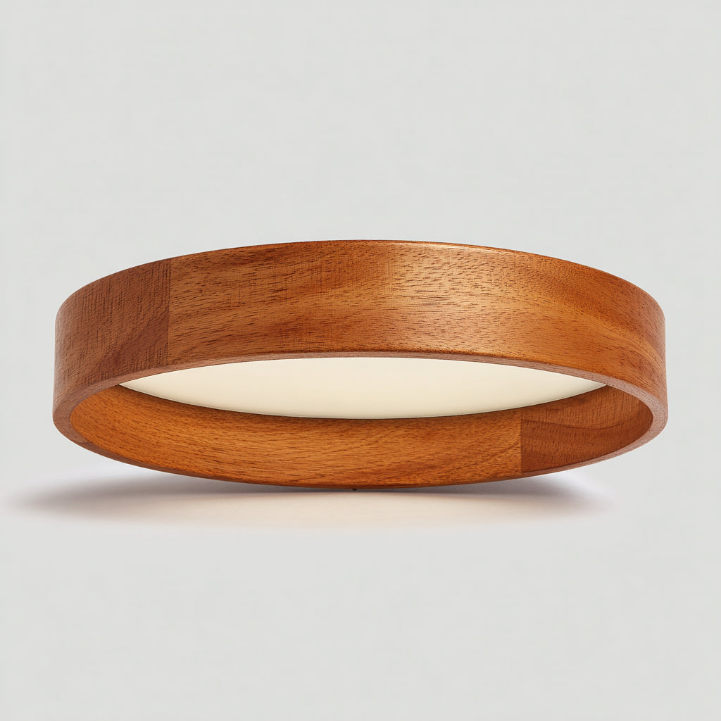 Lampada da soffitto in legno e diffusore opale 40x40x10 cm - marrone - design naturale per soggiorno e camera