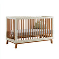 Lettino per bambini in legno 120x60x80 cm - bianco e legno naturale - per cameretta - design moderno