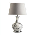 Lampada da tavolo in ceramica effetto marmo e tessuto 30x30x55 cm - bianco - per illuminazione ambientale con stile elegante