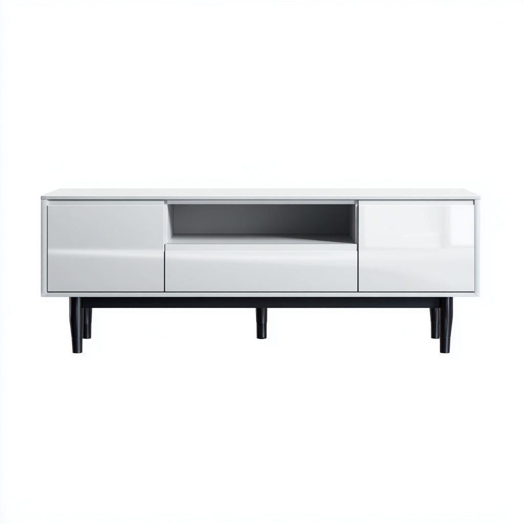 Mobile TV in pannelli 160x40x45 cm - bianco-nero - design moderno per soggiorno