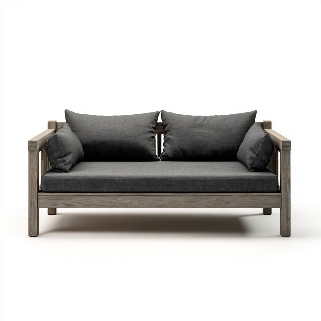 Divano da esterno divano a due posti legno tessuto 160x82x78 cm - grigio scuro - design moderno per giardino