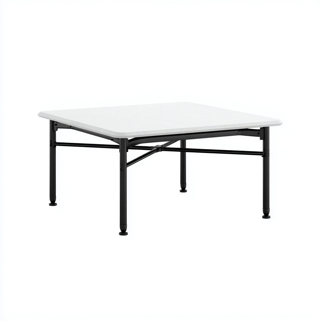 Tavolino da caffè quadrato 80x80x40 cm - metallo - bianco - nero - design moderno per soggiorno