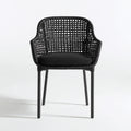 Sedia da giardino sedia intrecciata metallo tessuto 58x55x80 cm - nero - design moderno per esterno