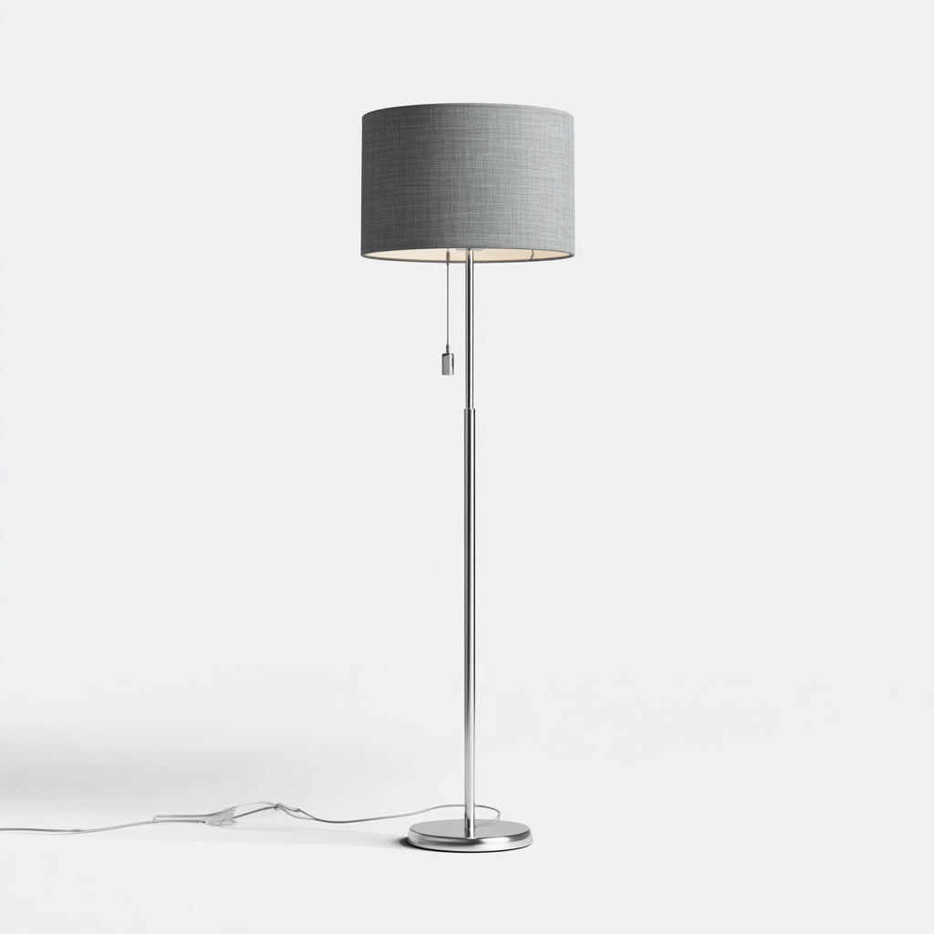 Lampada da terra in metallo e tessuto 38x38x160 cm - grigio - argento - design moderno per soggiorno